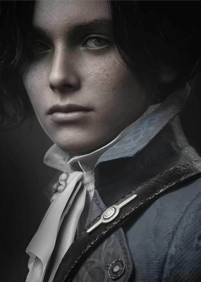 Portrait of a young man in blue