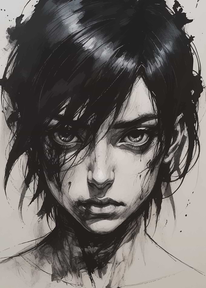 Monochrome Portrait of a Young Woman