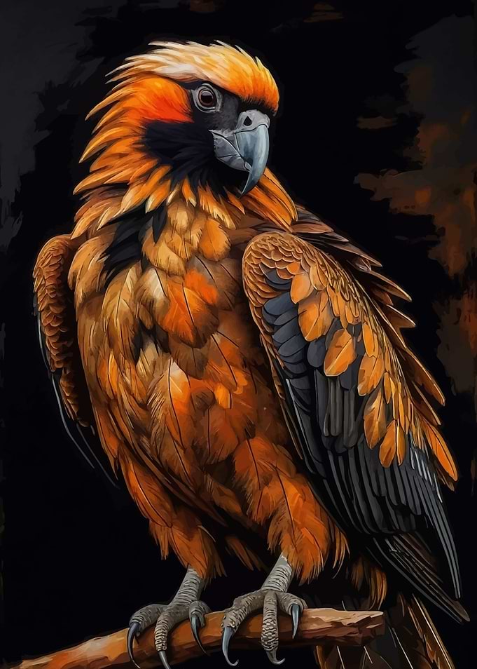 Majestic Orange Bird Portrait on Branch