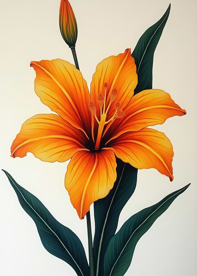Vibrant Orange Lily Flower Illustration