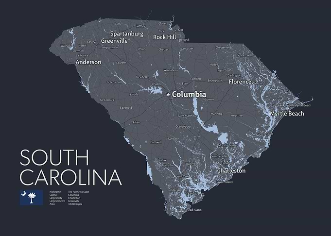 Detailed Map of South Carolina