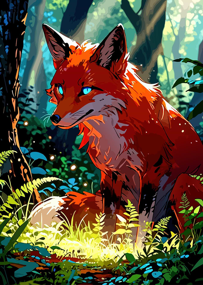 Fox in Forest Digital Art