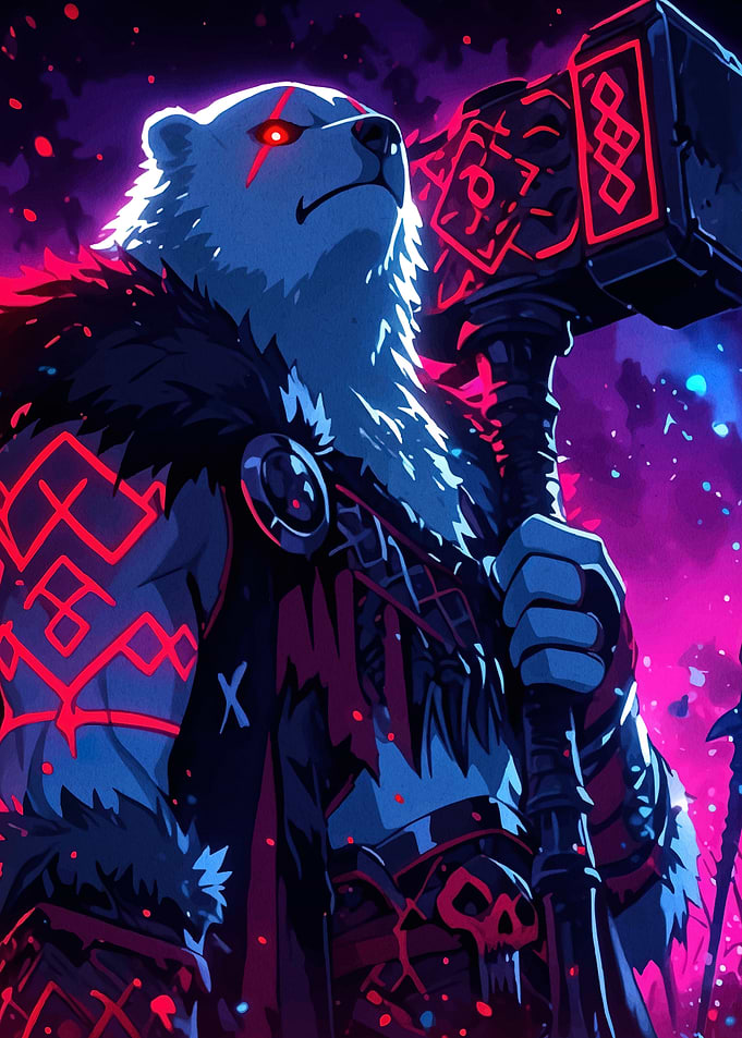Fantasy Bear Warrior Hammer