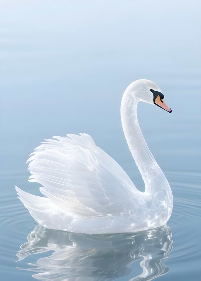 Elegant Glass Swan on Water