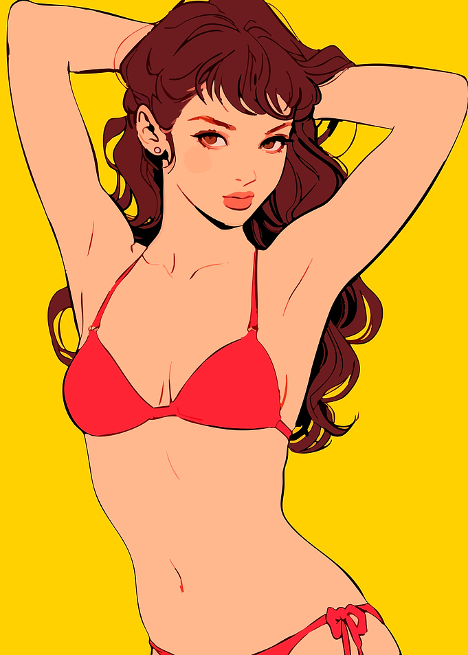 Woman in Red Bikini Illustration