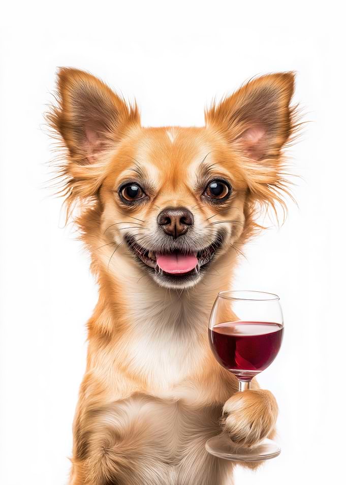 Chihuahua with Wine Glass