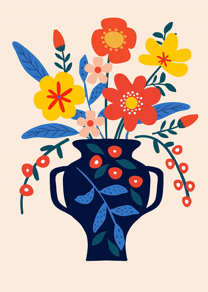 Floral Vase Still Life Illustration