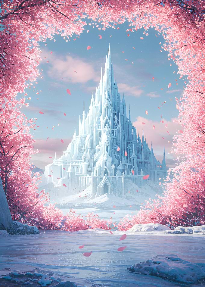 Ice Castle with Cherry Blossom Frame