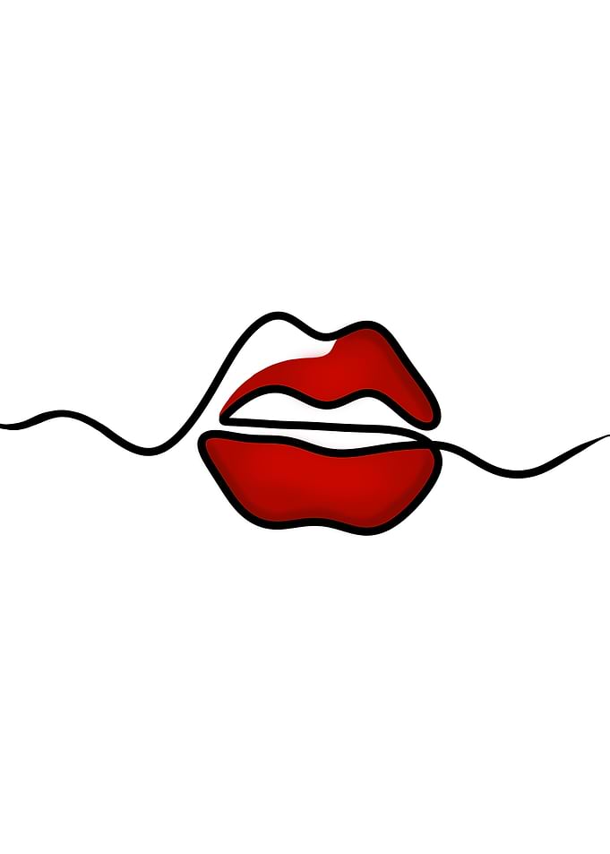 Lips Line Art Red