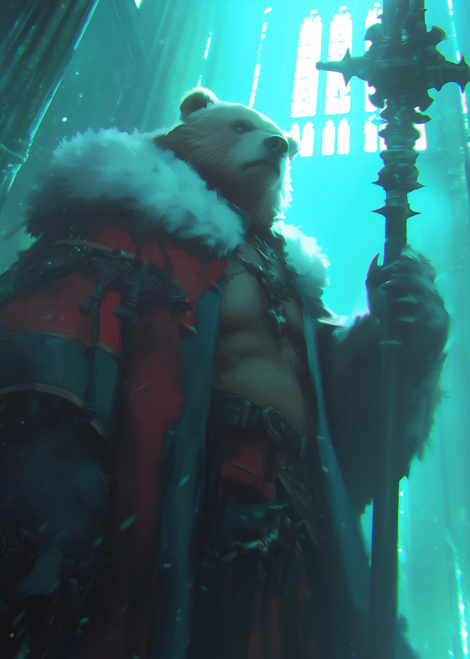 Anthropomorphic Bear King with Scepter
