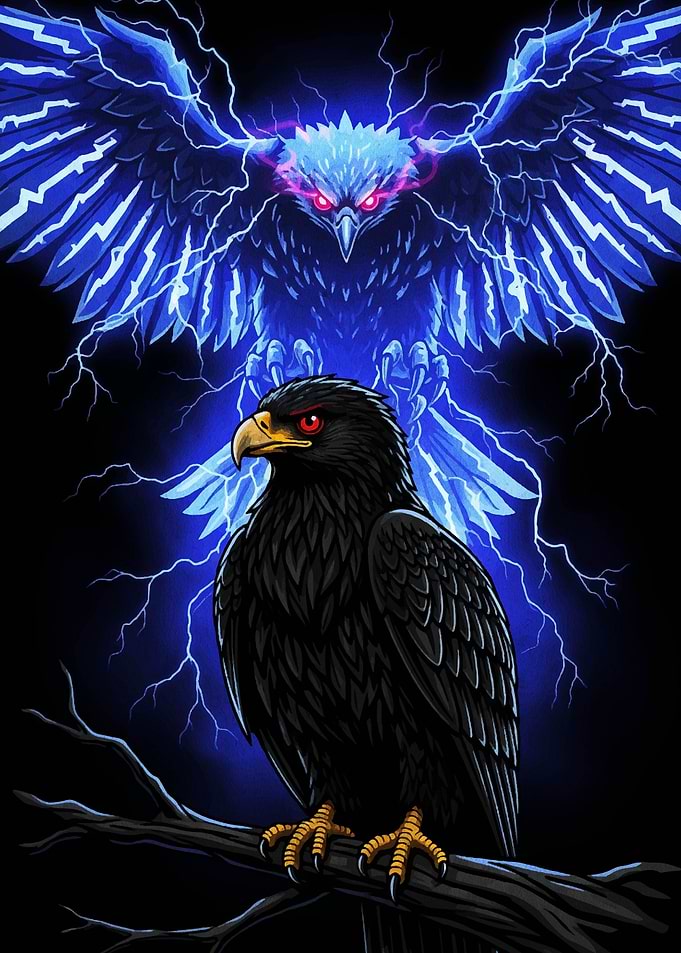 Eagle with Lightning Digital Art