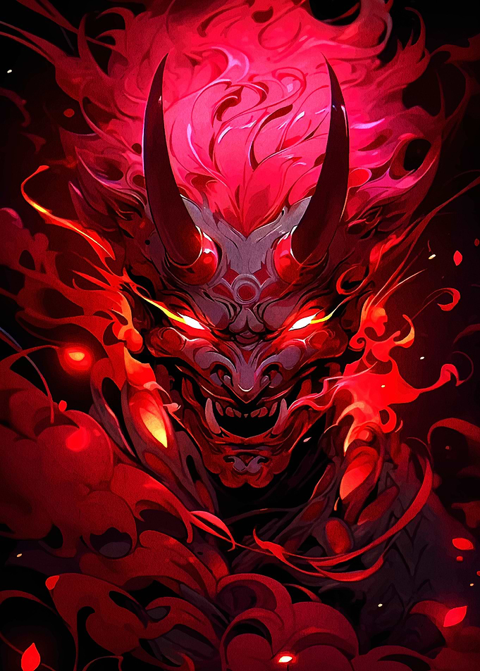Red Oni Demon Digital Art