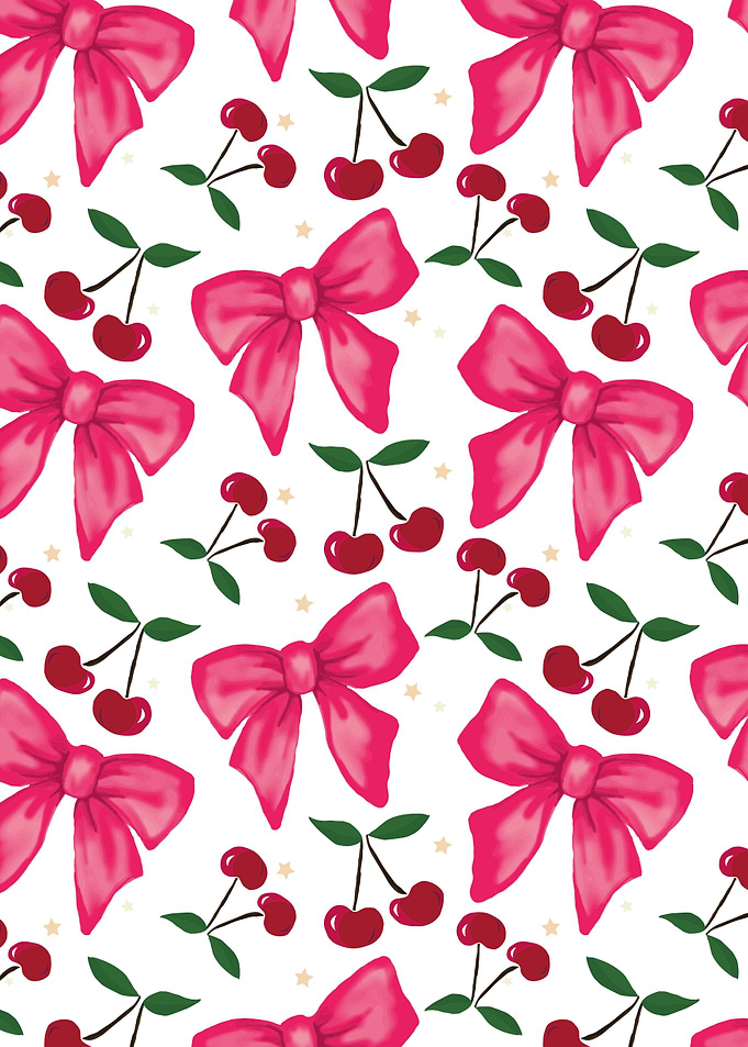 Pink Bows and Cherries Pattern