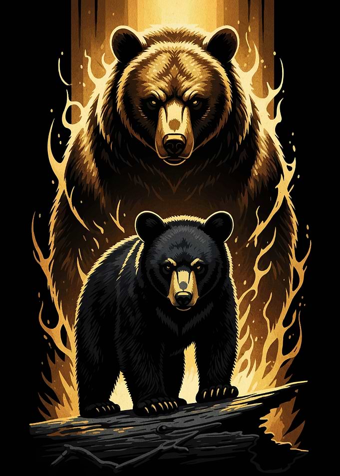 Two Bears with Golden Light