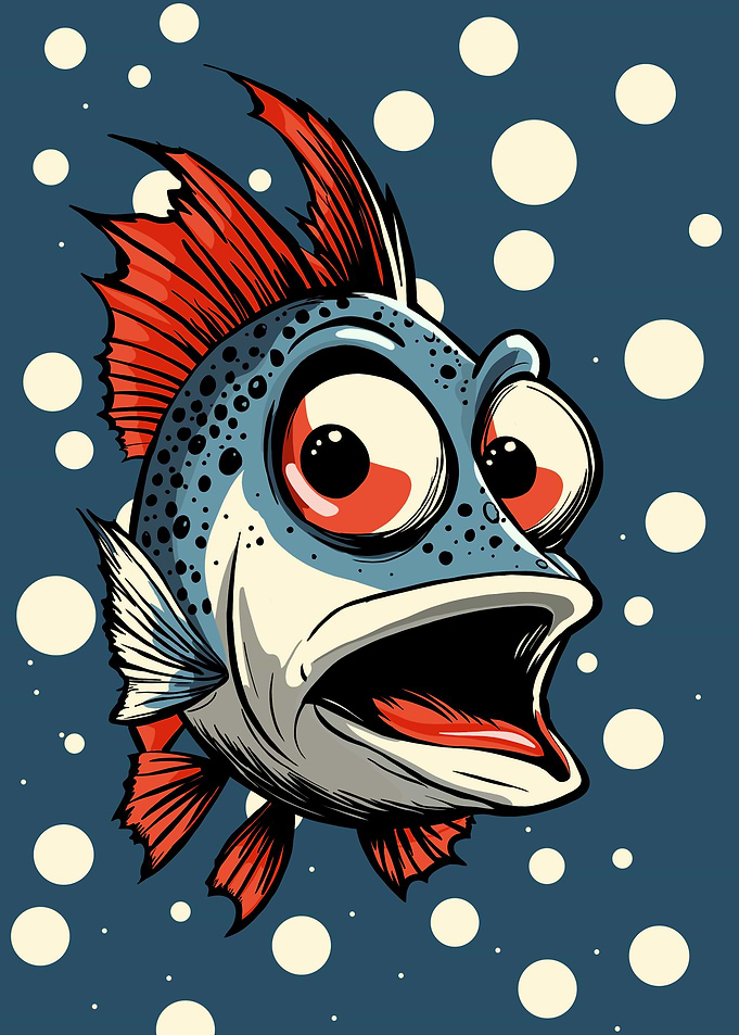 Cartoon Fish with Wide Eyes