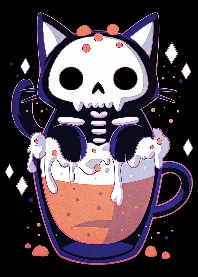 Cat in a Cup Skeleton Costume