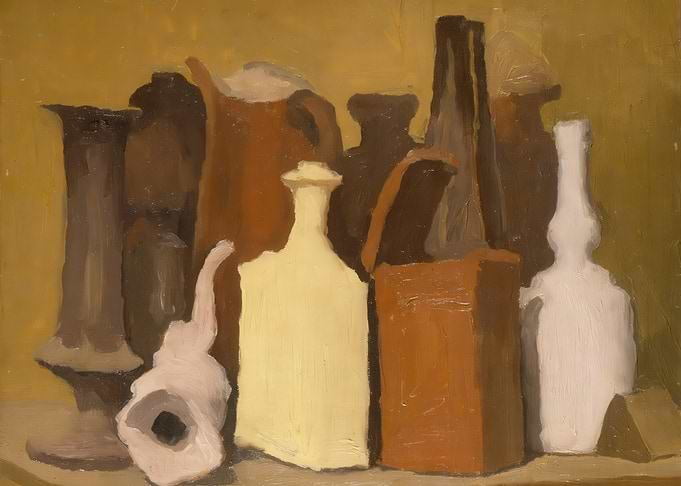 Still Life with Vases and Pitchers, giorgio morandi paintings​
