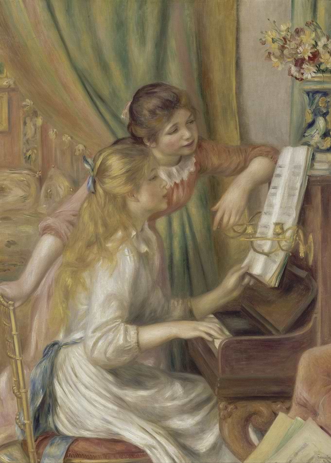 Two Girls at the Piano Painting