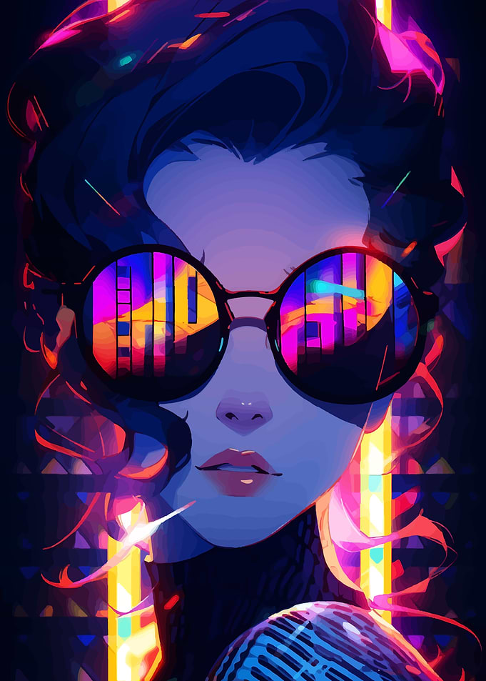 Neon Singer with Reflective Sunglasses