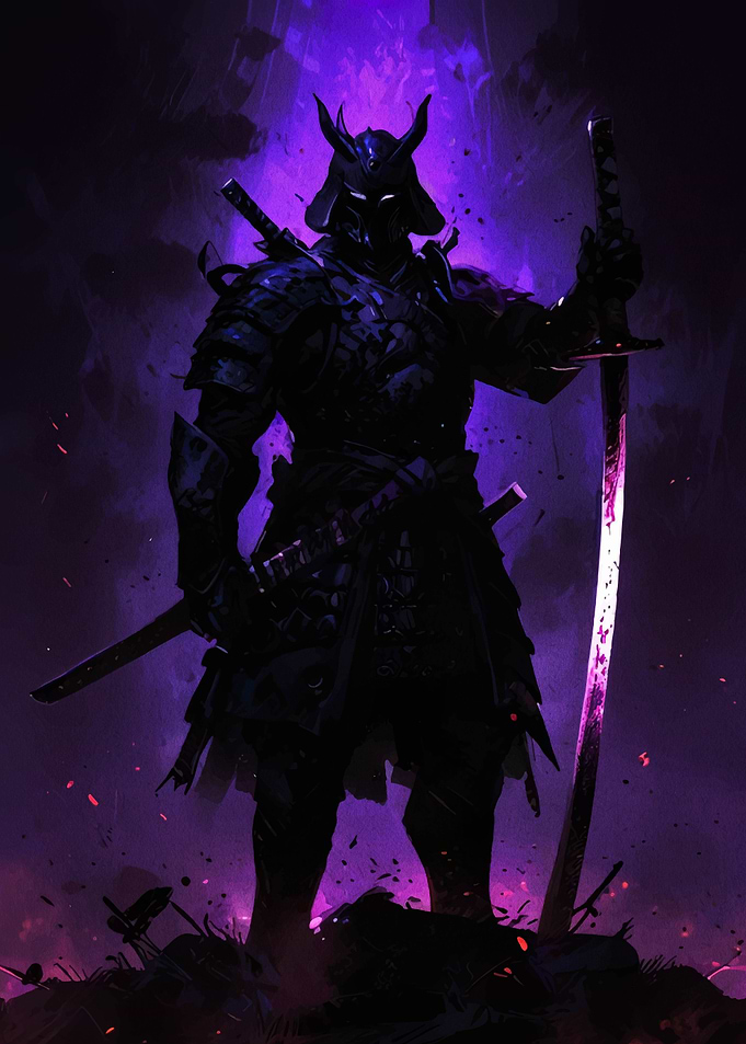 Dark Samurai Warrior with Glowing Sword