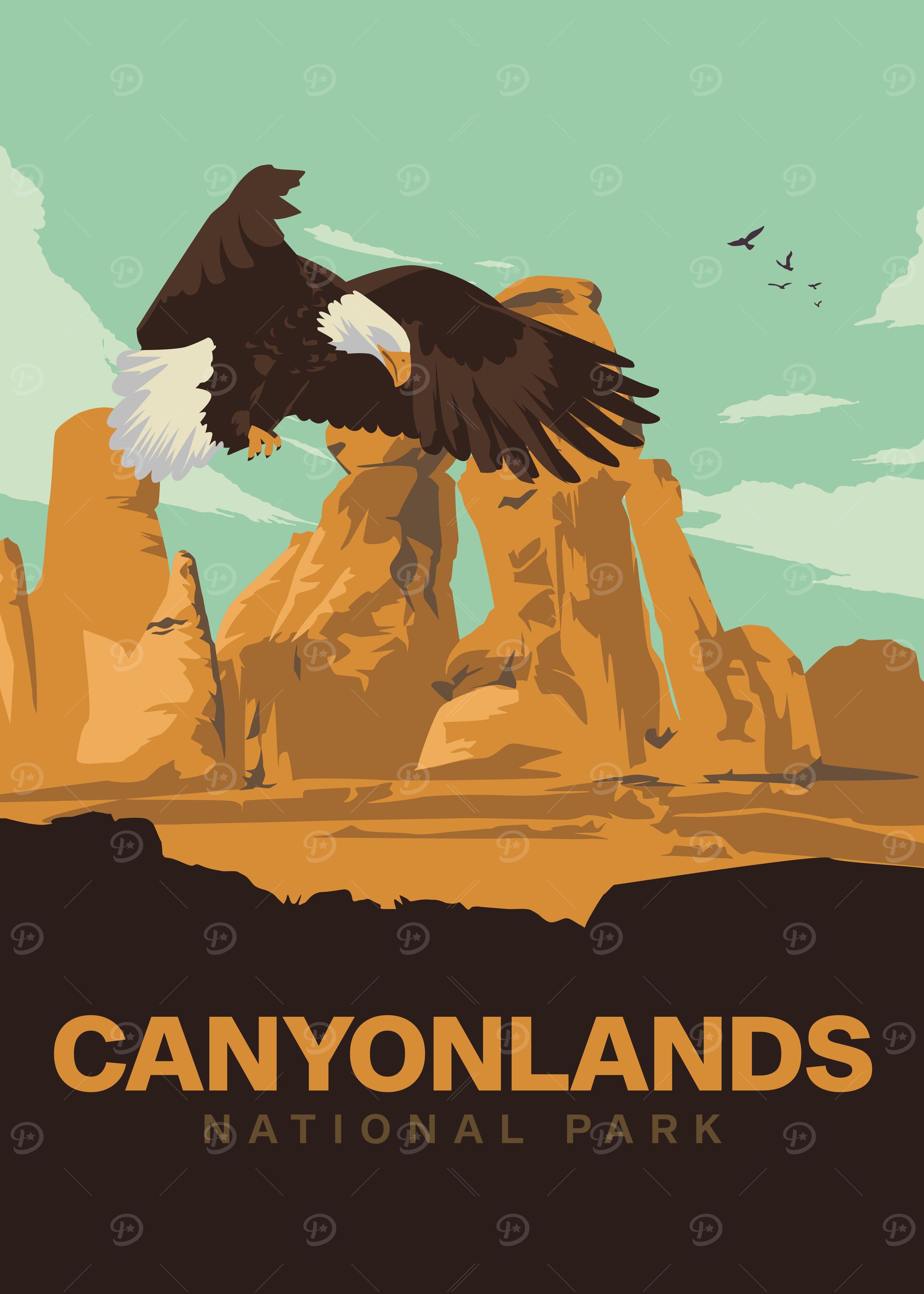 Canyonlands National Park Eagle Illustration
