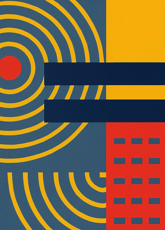 Abstract Geometric Shapes in Primary Colors