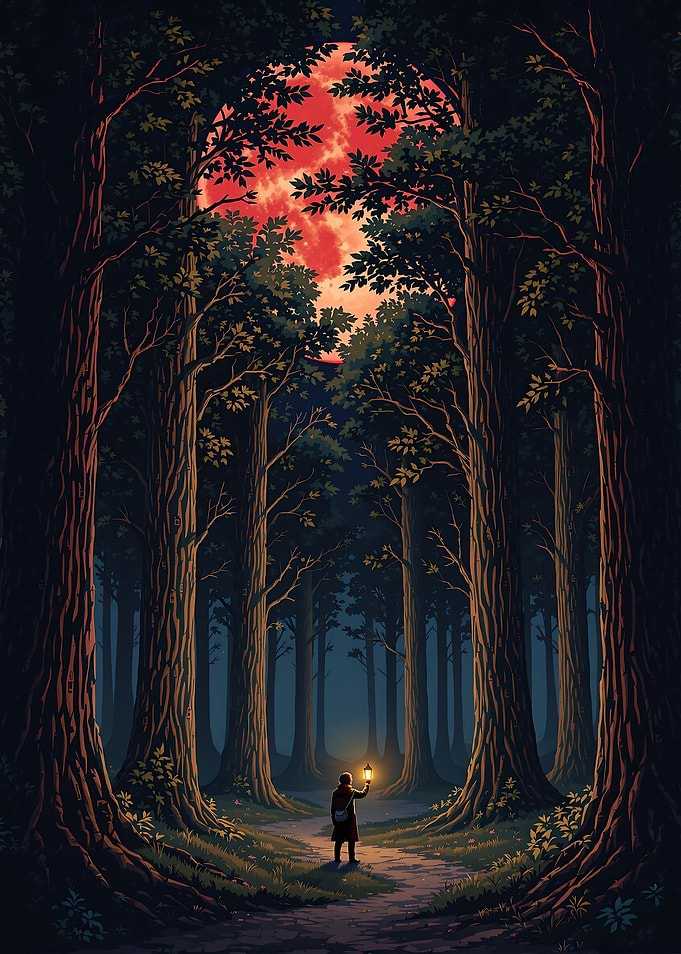 Red Moon Forest Lantern