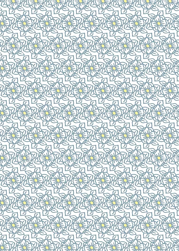 Floral Pattern with Blue Outlines