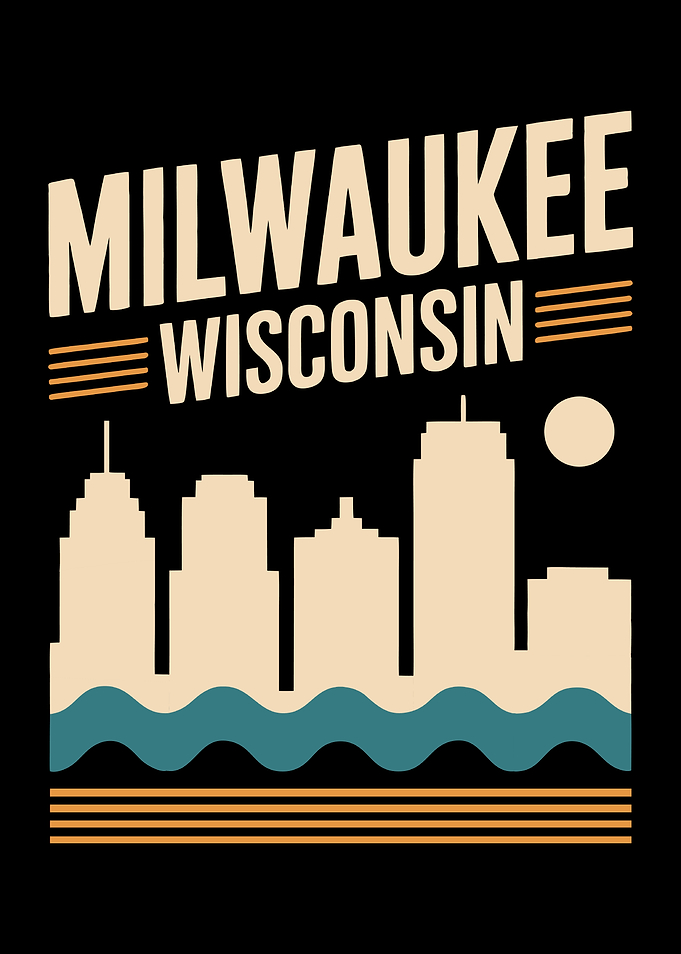 Milwaukee Wisconsin Skyline Retro Poster