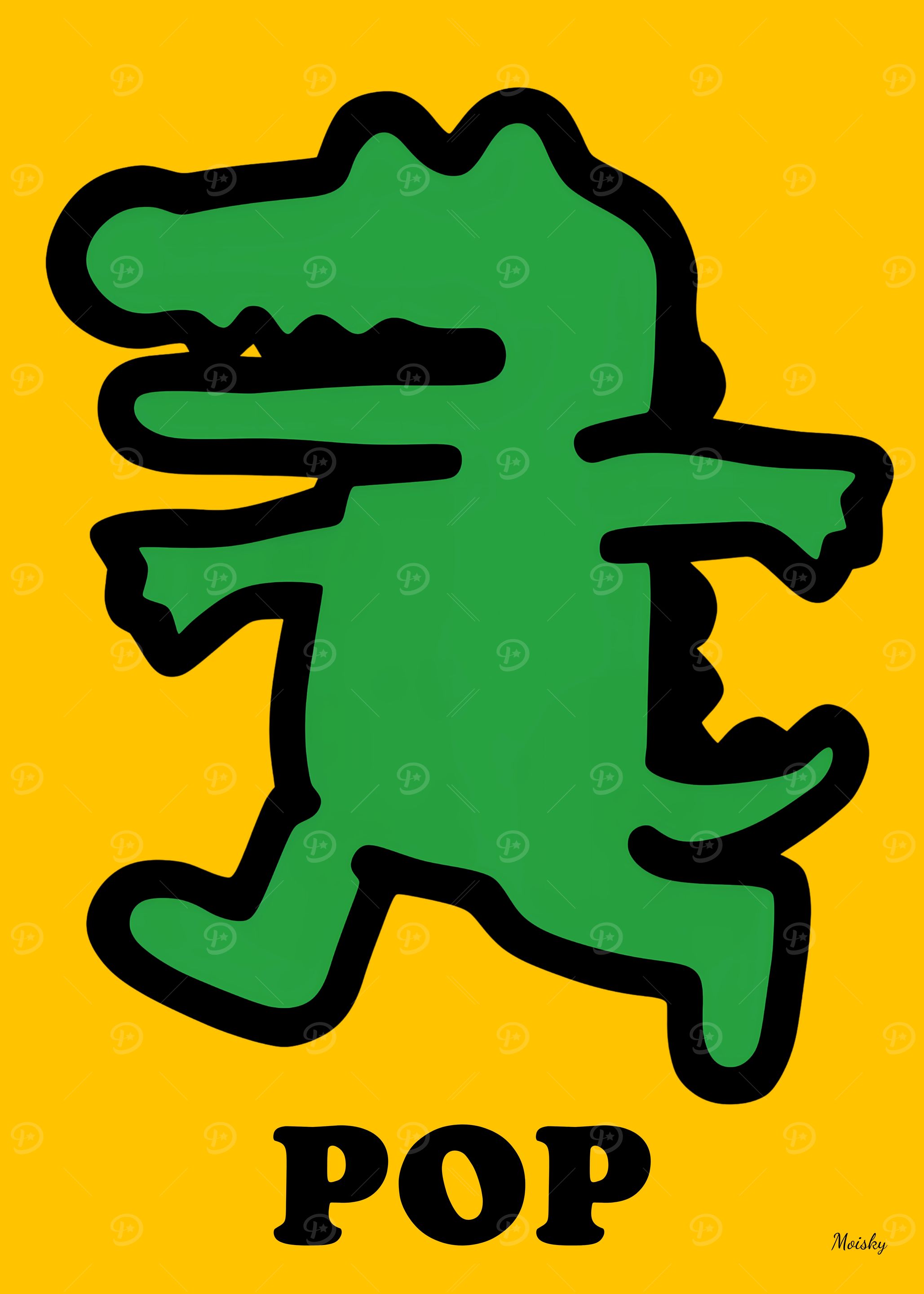 POP Crocodile – Green Silhouette on Yellow