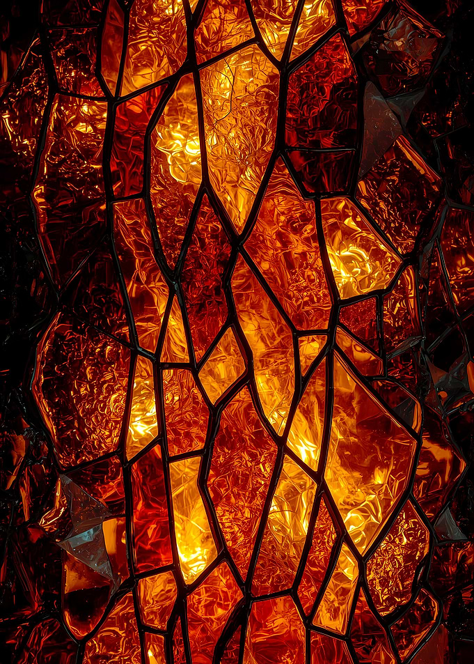 Abstract Orange Stained Glass Texture