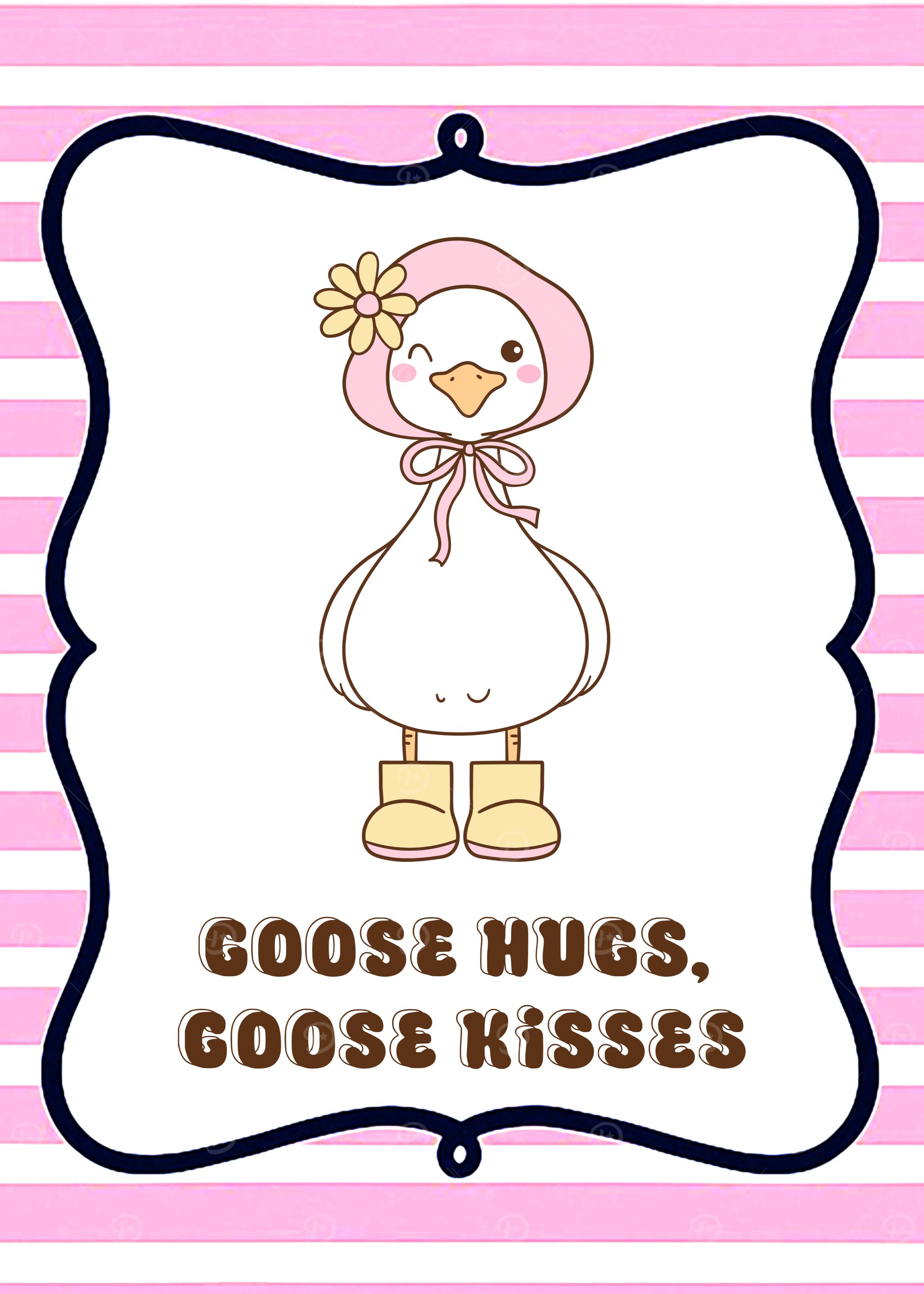 Cute Goose Hugs and Kisses Illustration