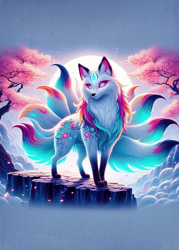 Nine-tailed Fox Fantasy Landscape