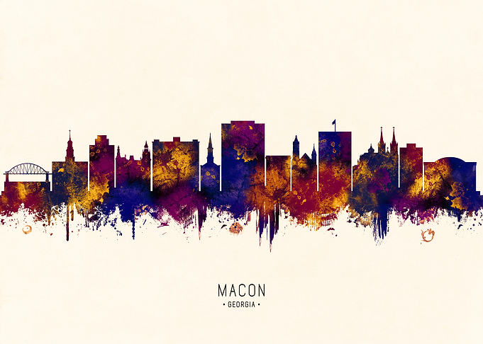 Macon, Georgia Skyline Watercolor