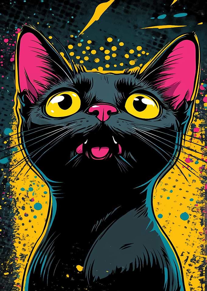 Pop Art Black Cat Illustration