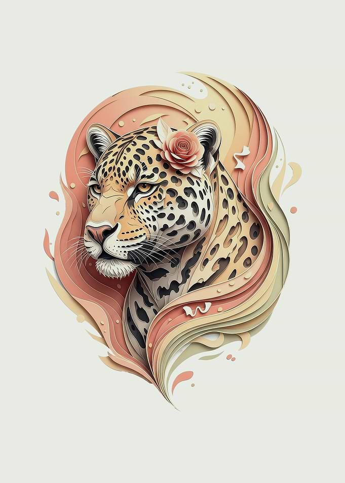 Elegant Leopard with Floral Accent