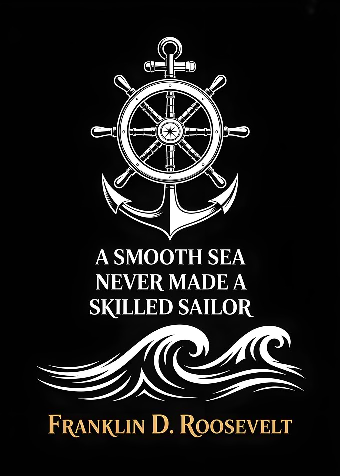 Nautical Quote with Anchor and Wheel