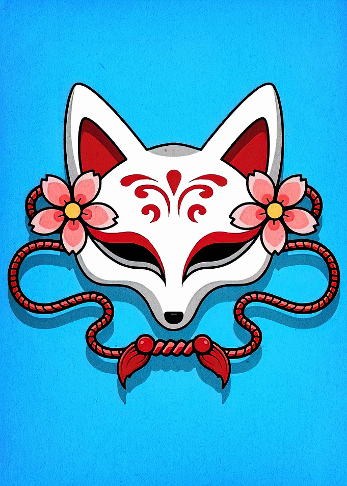 Fox Mask with Cherry Blossoms