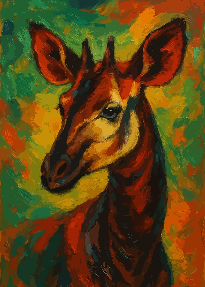 Okapi Portrait Painting Art