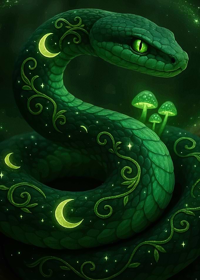 Mystical Snake Moon Stars