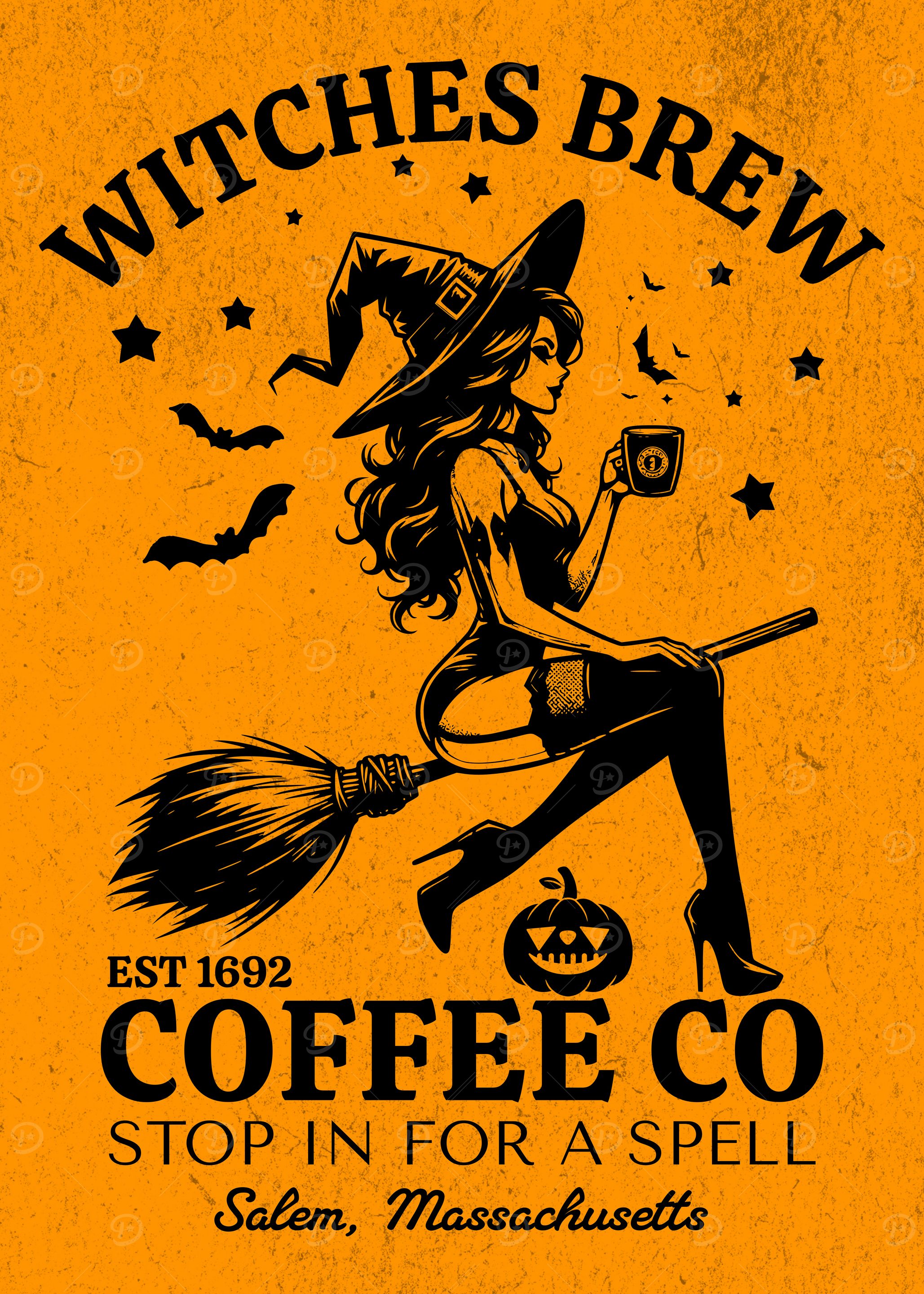 Witches Brew Salem Massachusetts Halloween Coffee Poster