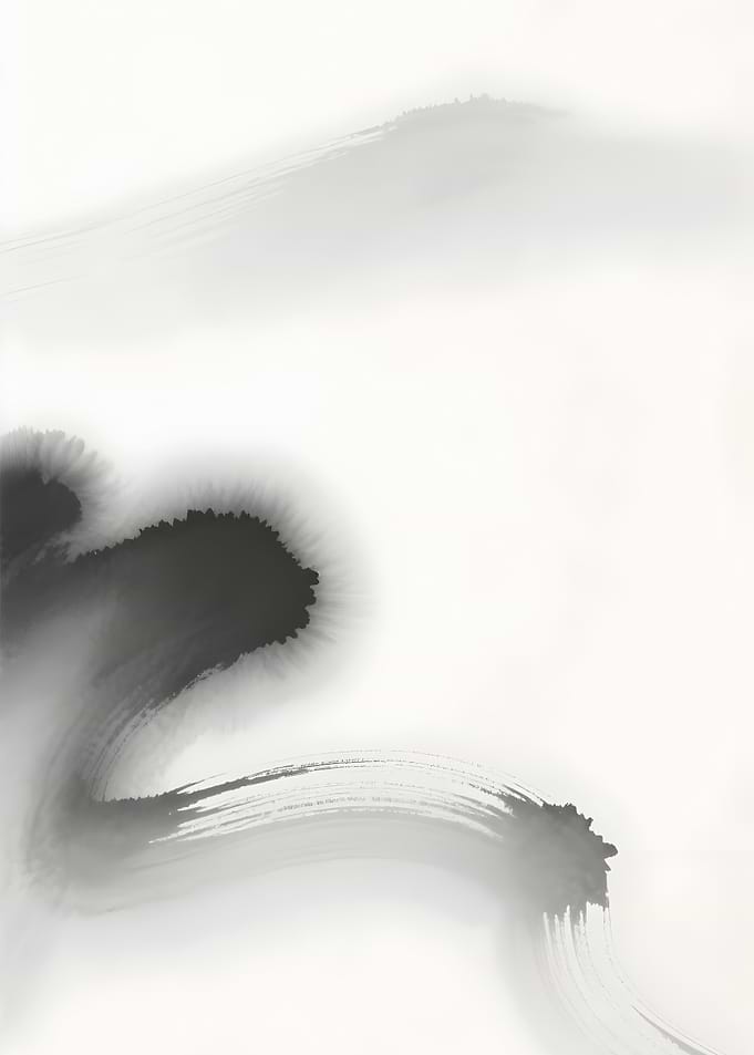Abstract Black Ink Wash Painting