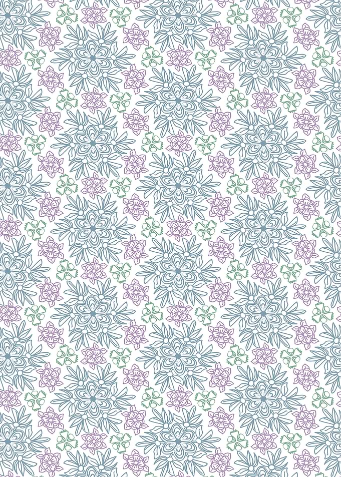 Floral Pattern with Blue and Purple Flowers