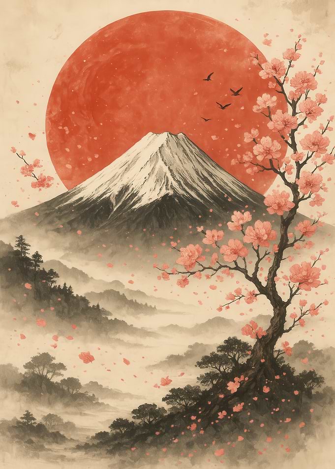Mount Fuji with Cherry Blossoms