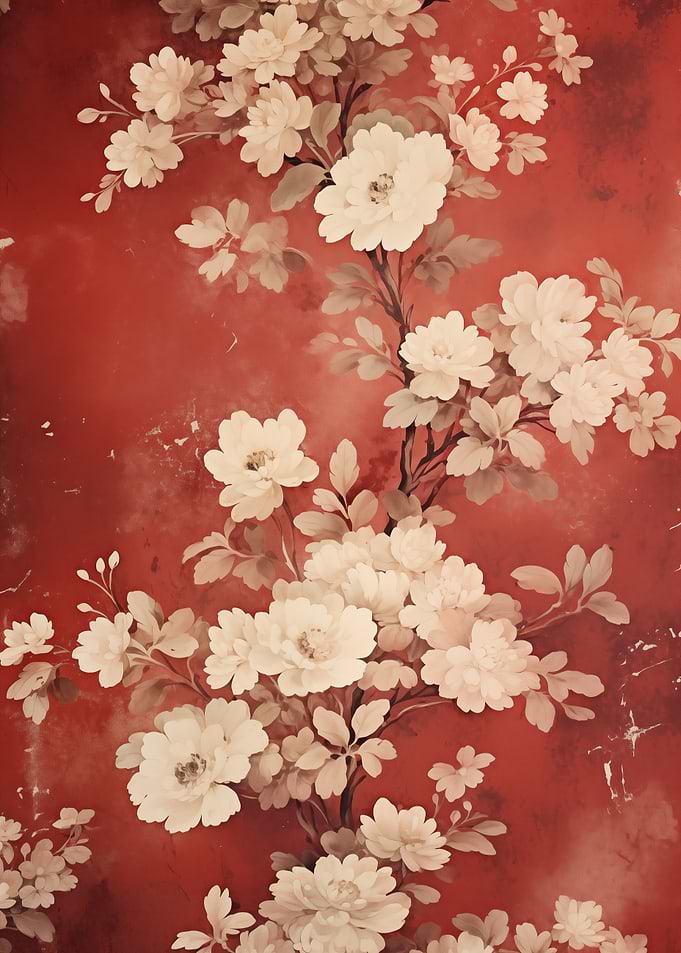 Red Floral Vintage Flowers