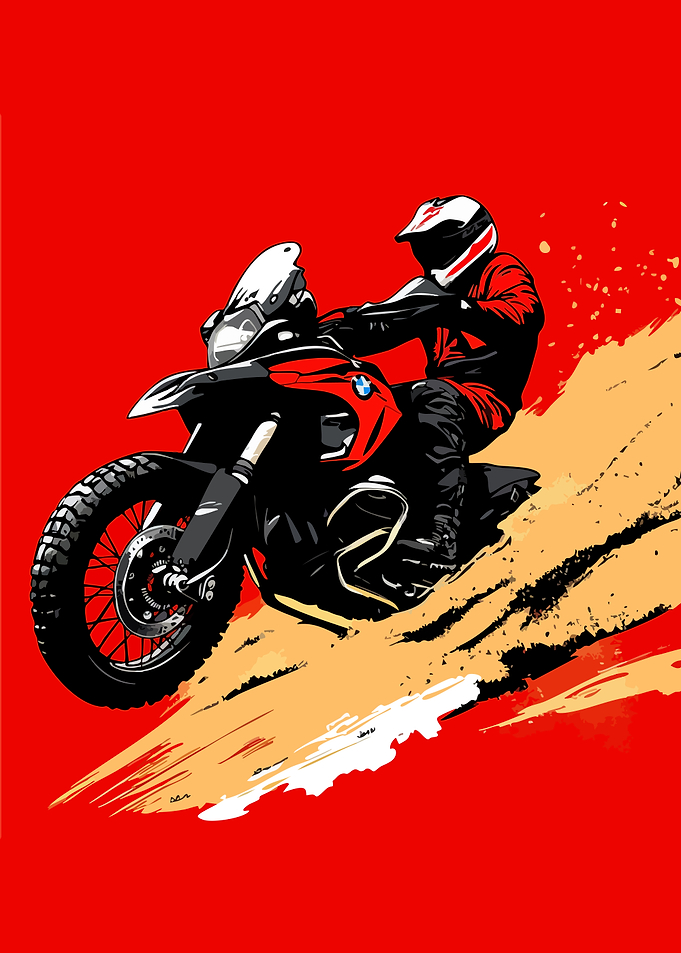 Motorcycle Rider on Red Background