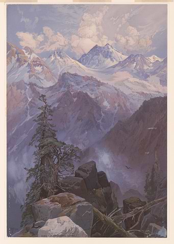 Majestic Mountain Range Landscape Painting