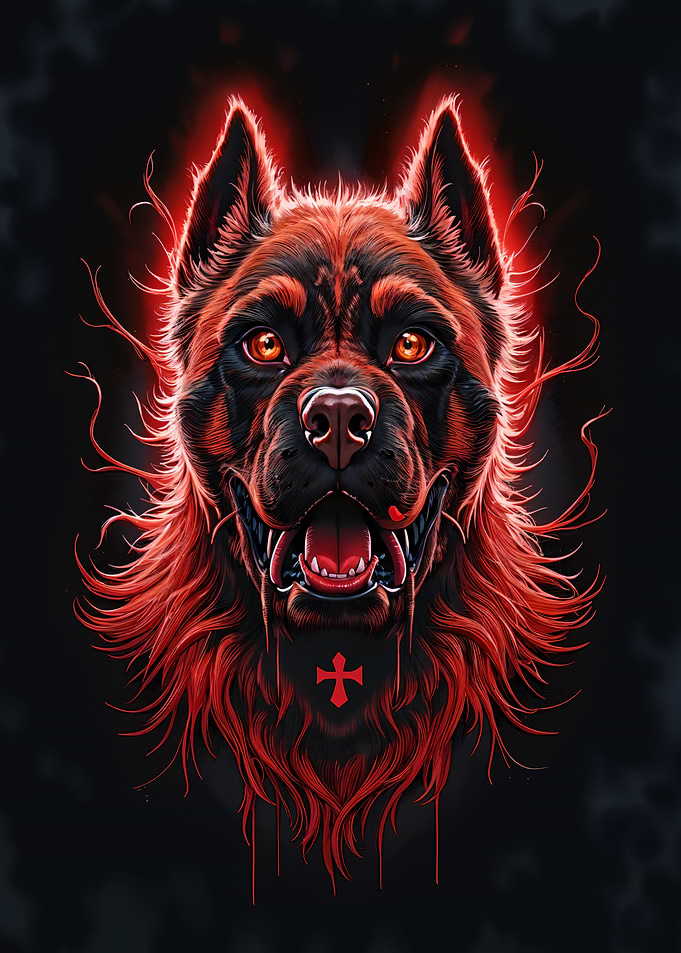 Red Glowing Dog Portrait