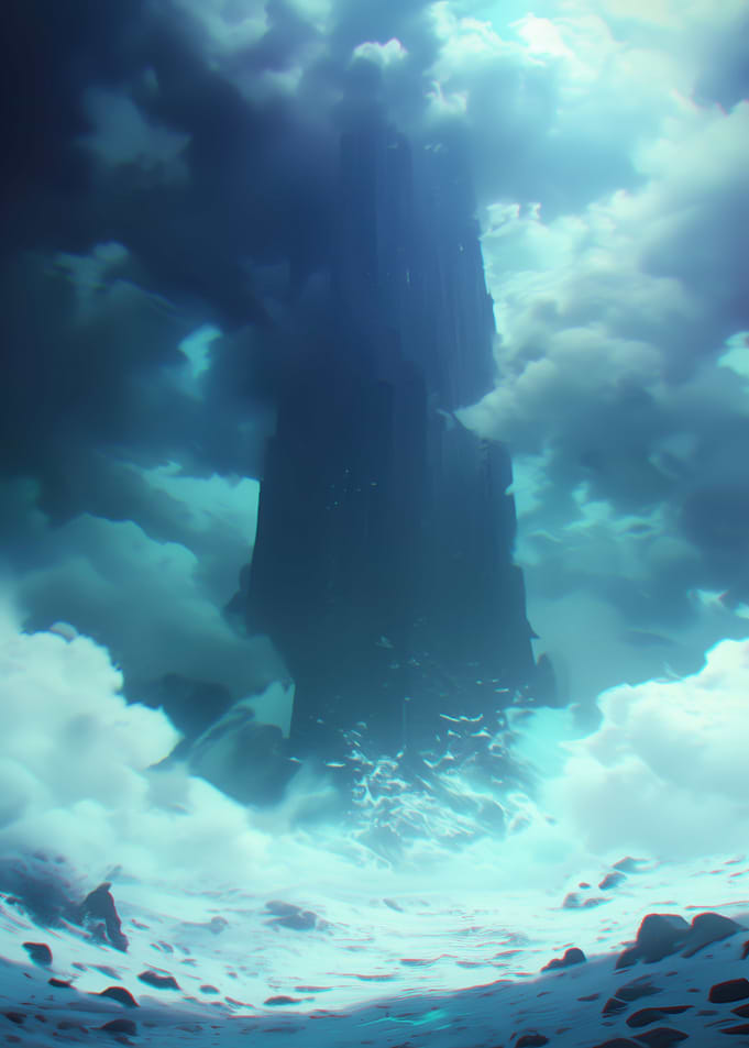 Monolithic Structure Amidst Cloudy Landscape