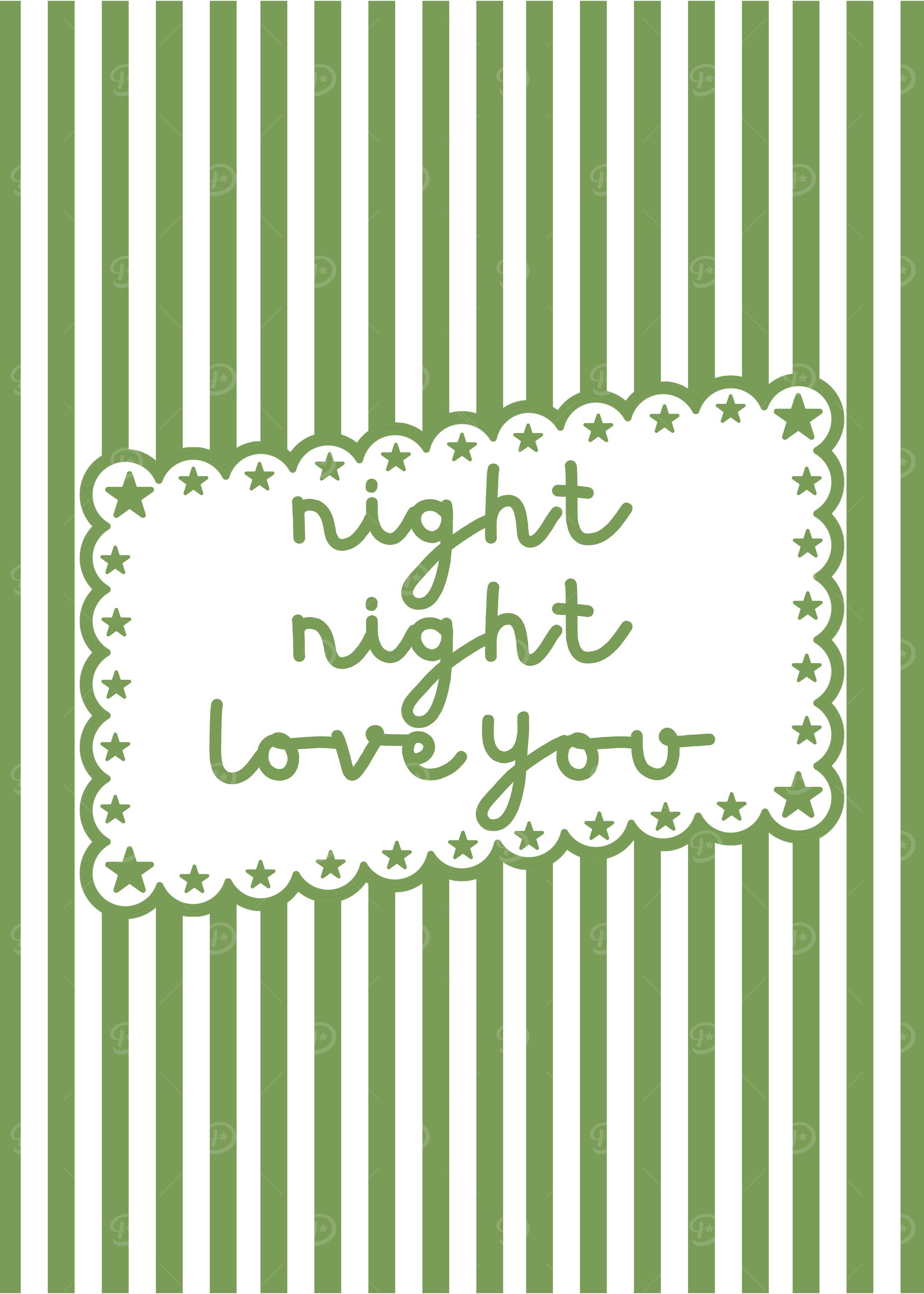 Night Night Love You Green Art